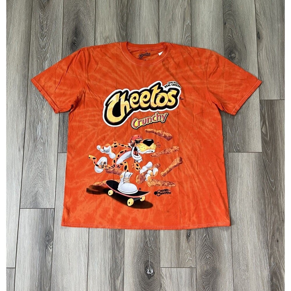 Cheetos Crunchy Chester Cheetah Graphic T-Shirt Tie Dye Orange Mens Sz Large NWT